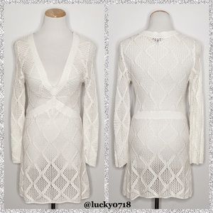 Magaschoni White Knit Tunic Dress Sz S